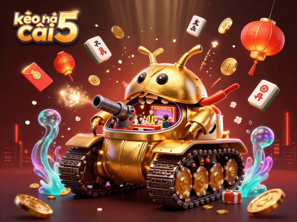 Engage in the thrilling world of kèo nhà cái 5 with this vibrant 3D casino scene showcasing luck.
