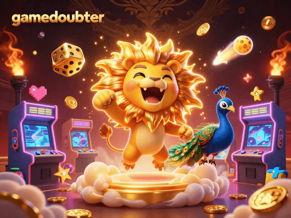 Experience thrilling gaming action at gamedoubler with vibrant 3D illustration and dynamic casino elements.