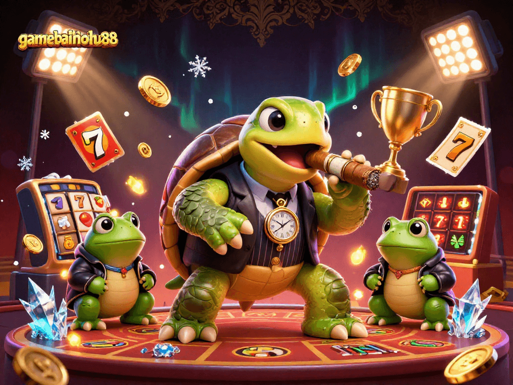 Join the adventure in gamebainohu88 with the snapping turtle mobster and his froggy companions!