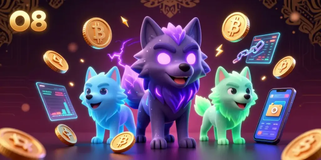 Experience thrilling games at O8 casino, featuring dynamic elements of cryptocurrency and vibrant gaming energy.