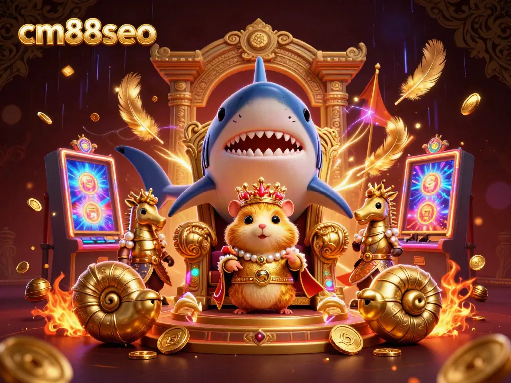 Experience the thrill of cm88seo’s online casino with a vibrant 3D scene featuring a hamster king and exciting game elements.
