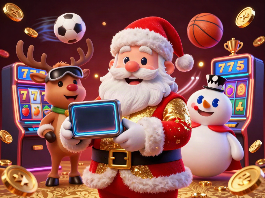 Engage with HAY88's festive gaming experience featuring Santa Claus and a vibrant casino atmosphere.