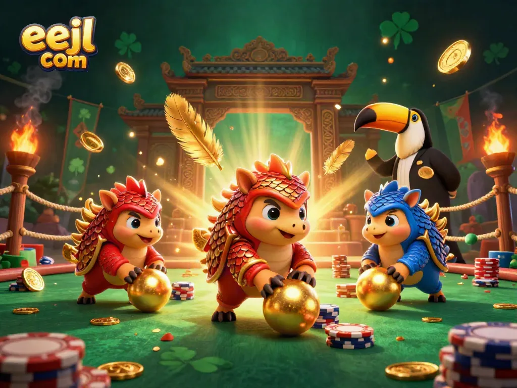 Experience excitement with eejl com as rival pangolins compete in a vibrant casino bowling scene.