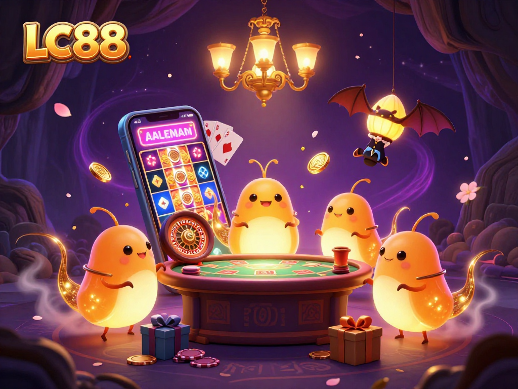 Engage with the exciting LC88 casino experience, illuminated by glowworms and unique game elements.