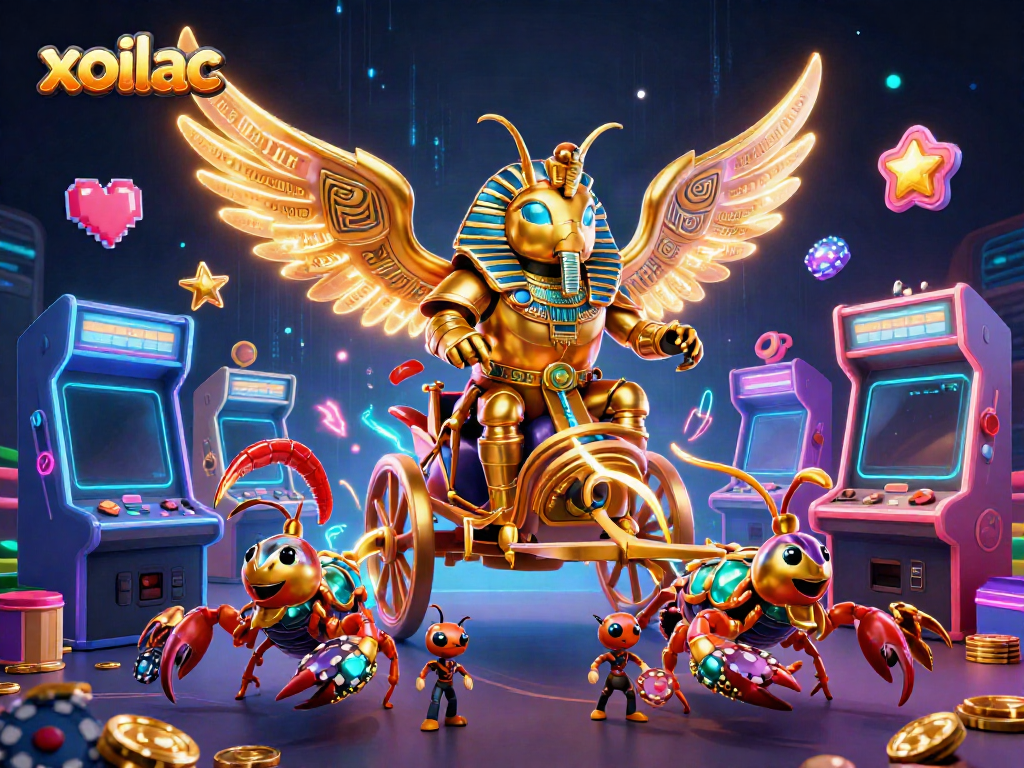 Xoilac sports betting platform features vibrant 3D casino elements with dynamic action.