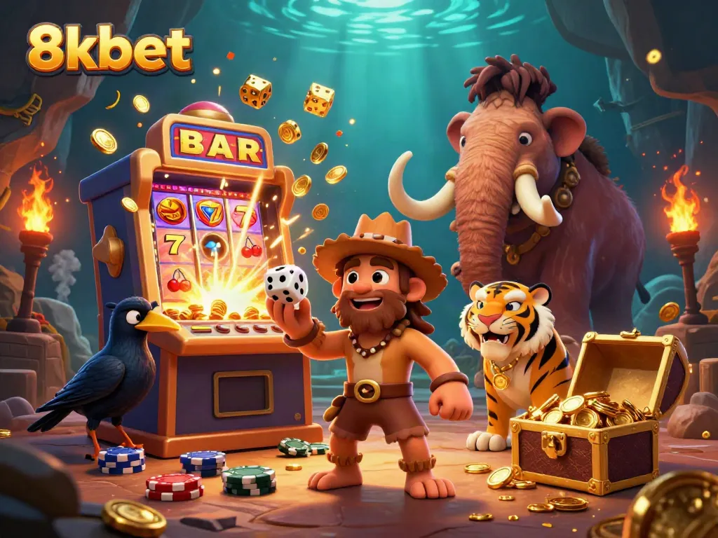 Experience thrilling casino action at 8xbet with vibrant colors and dynamic characters.