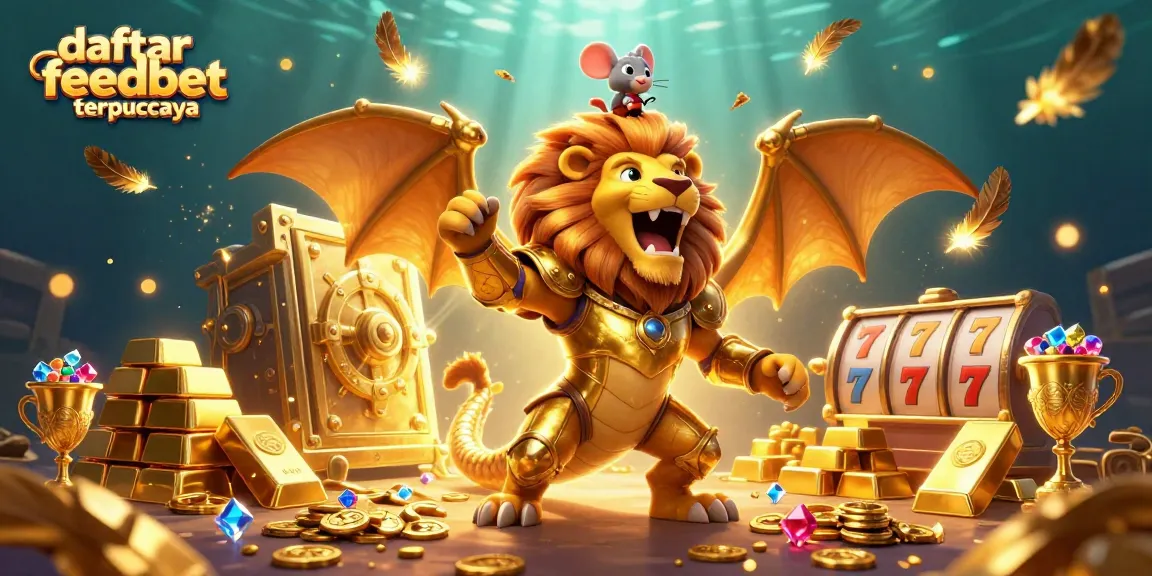 Win big at daftar feedbet terpercaya with this vibrant scene of a chimera and treasures, showcasing a rich casino experience.