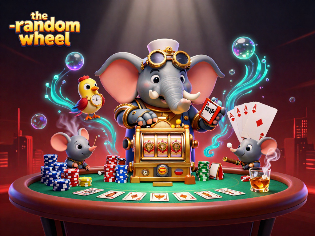 Play the-random-wheel for thrilling casino experiences with steampunk characters and slot machines.