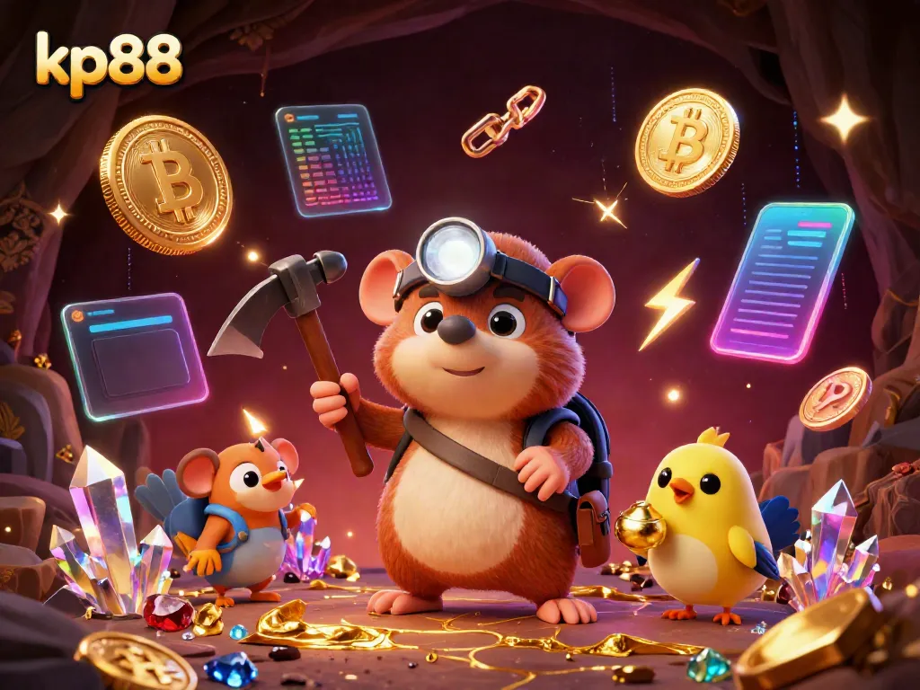 Engage with kp88's thrilling online casino experience through a vibrant 3D casino treasure scene.