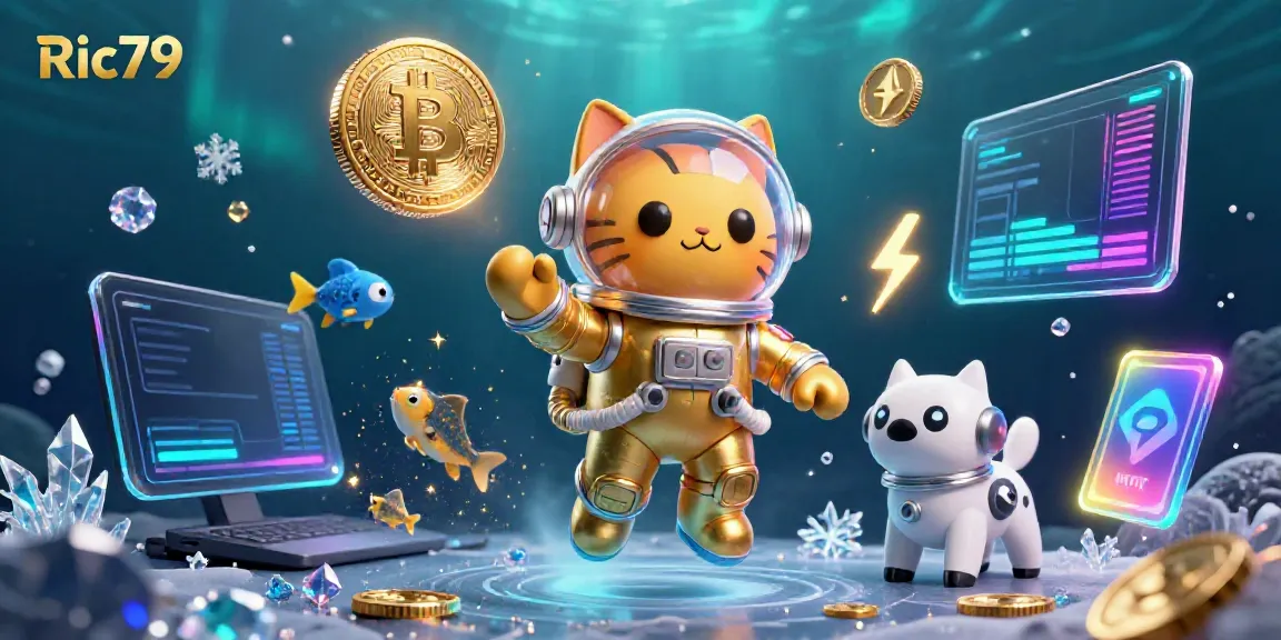 Engage with Ric79's vibrant cosmic casino scene featuring a space astronaut cat and dynamic digital elements.
