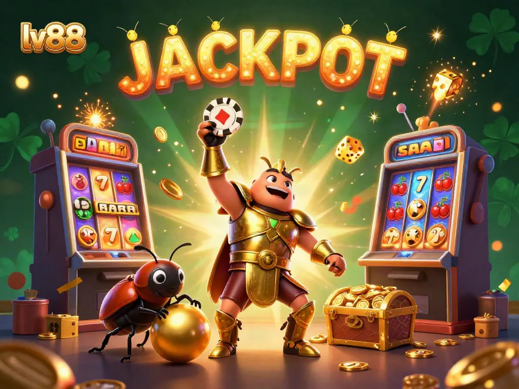 Spin to win at lv88 with an energetic beetle champion and dazzling casino elements!
