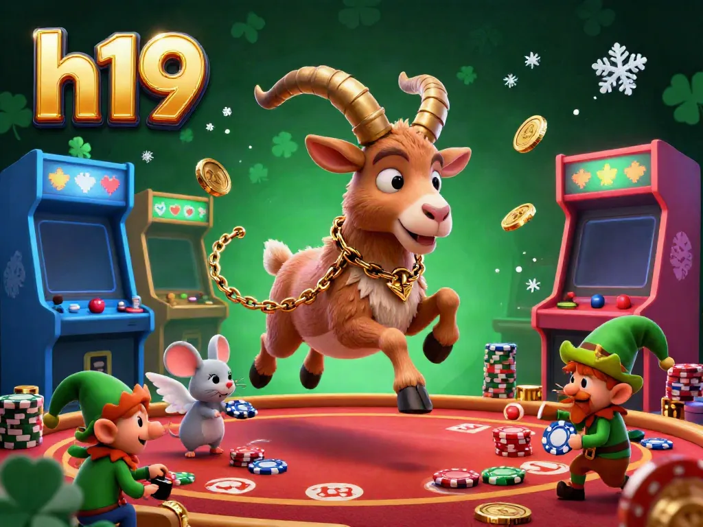 Experience the thrilling casino chaos of h19 with a festive Krampus goat, an angel mouse, and playful gremlins.