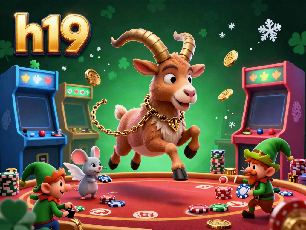 Experience the thrilling casino chaos of h19 with a festive Krampus goat, an angel mouse, and playful gremlins.