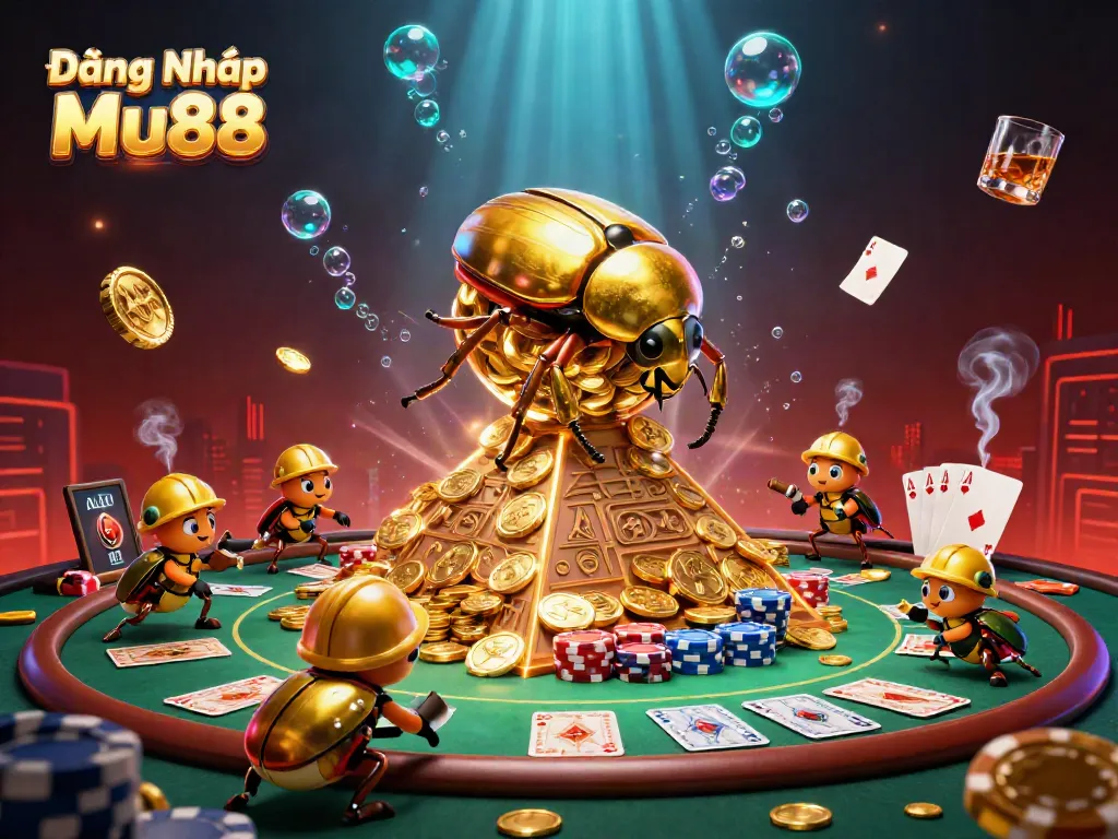 Engage in Đăng Nhập Mu88 with a dynamic scene of casino-themed elements and vibrant details.