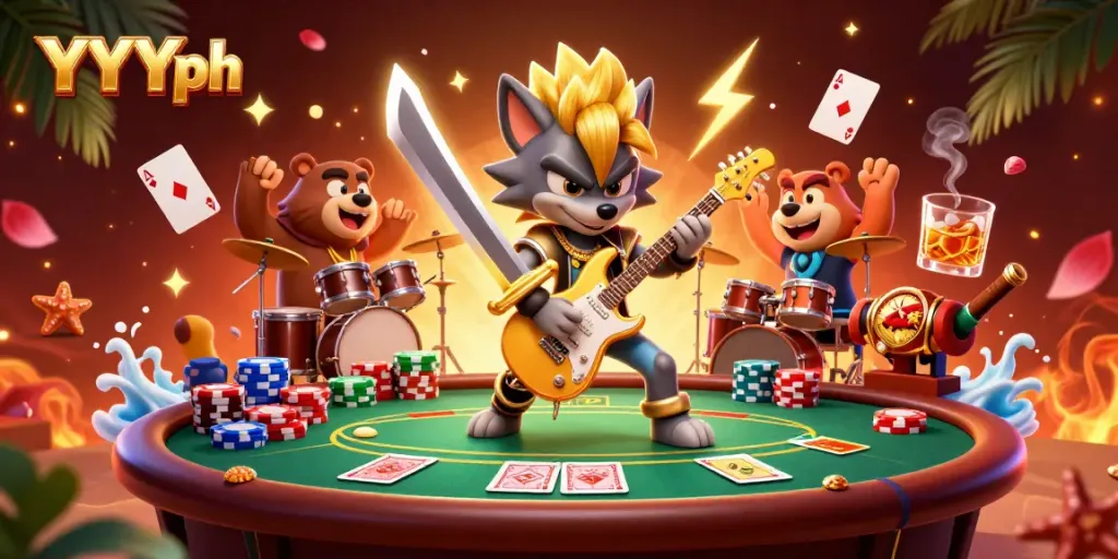 Experience thrilling gaming action at YYYph with vibrant characters and dynamic casino elements.