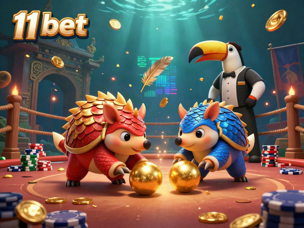 Watch the dynamic action at 11 bet as rival pangolins compete in a thrilling casino atmosphere.