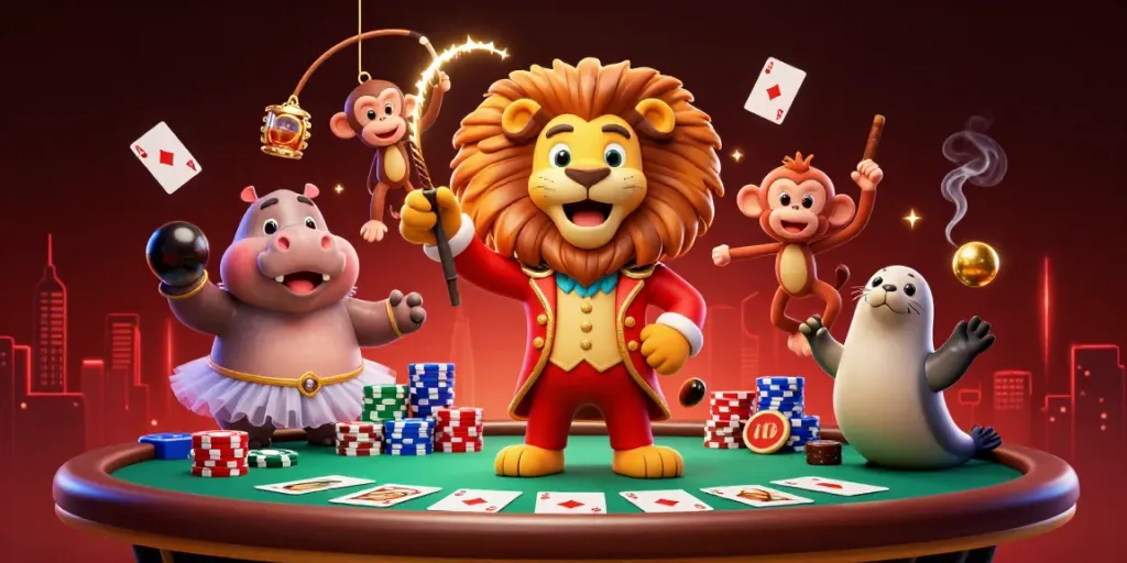 Experience the excitement of placing bets at link 23WIN with vibrant casino characters in a dynamic digital scene.