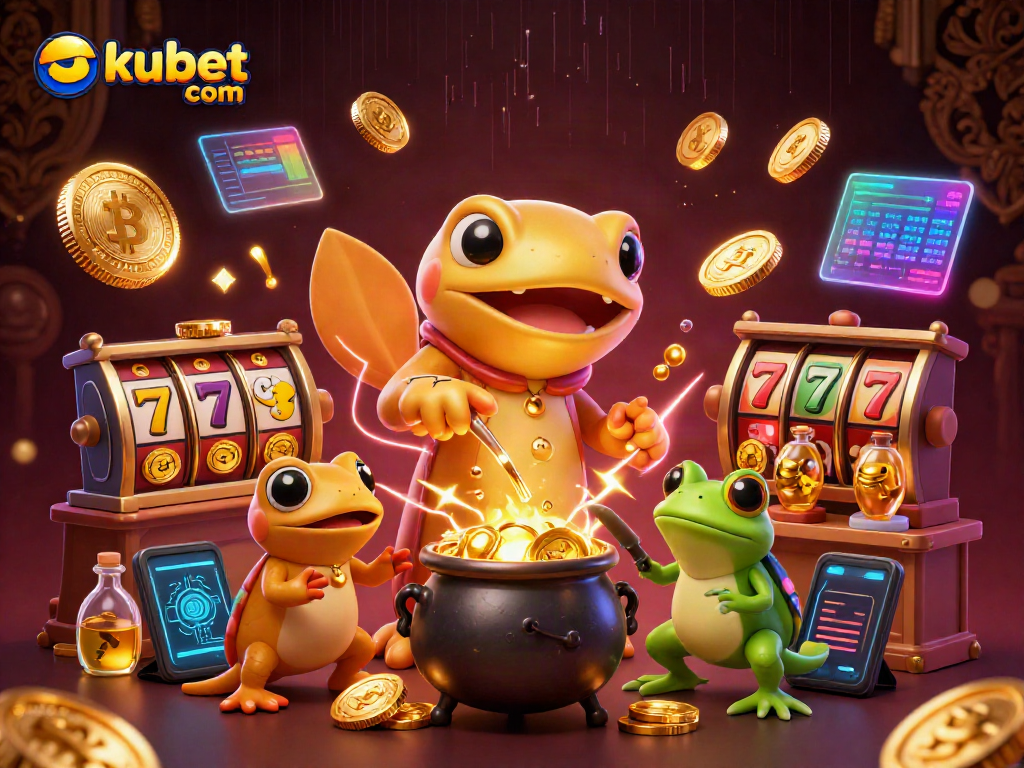 Experience thrilling wins at kubet com with vibrant casino visuals, slot reels, and gold coins.