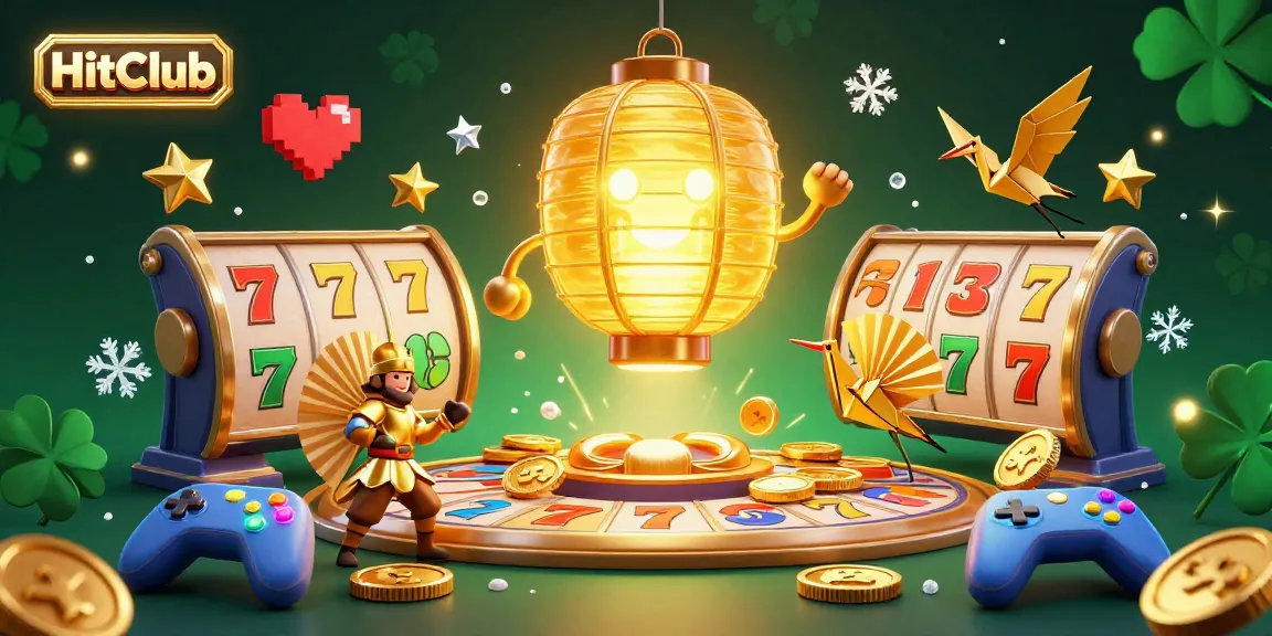Experience thrilling gameplay at HitClub casino with vibrant slot reels and lucky symbols amidst a magical 3D scene.