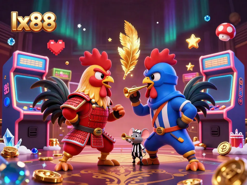Engage in thrilling battles at lx88 with fighting roosters and arcade game elements.