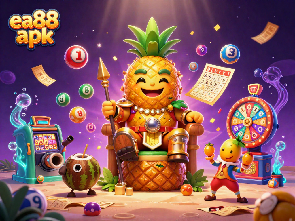Experience thrilling wins with ea88 apk featuring a vibrant casino scene of fun-loving characters amidst colorful gaming elements.