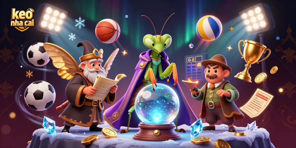 Engage in the excitement of sports betting with keo nha cai showcasing vibrant elements like trophies and sports balls.