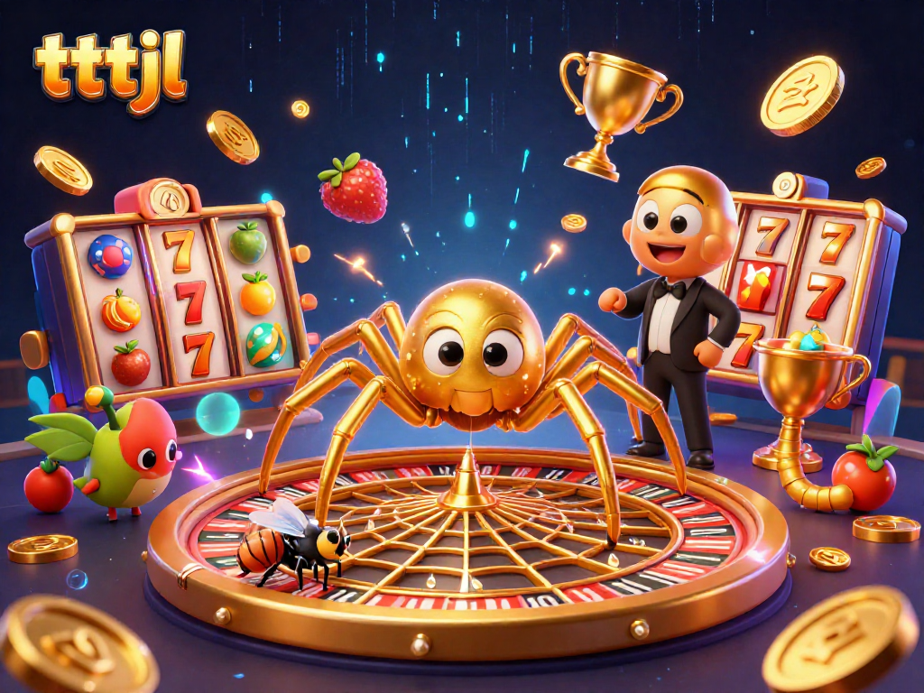 Experience the thrilling tttjl gaming scene with a golden spider, a fly, and a centipede croupier.