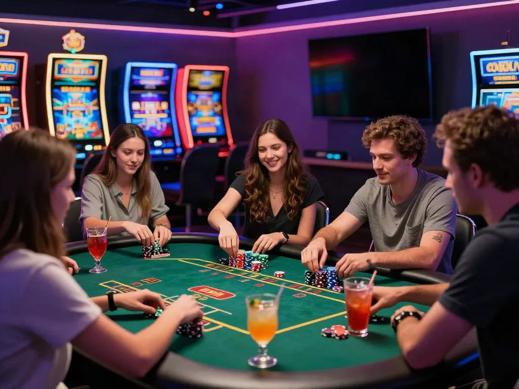 Exciting gaming atmosphere featuring players enjoying the best non gamstop casinos experience with vibrant lights and lively engagement.