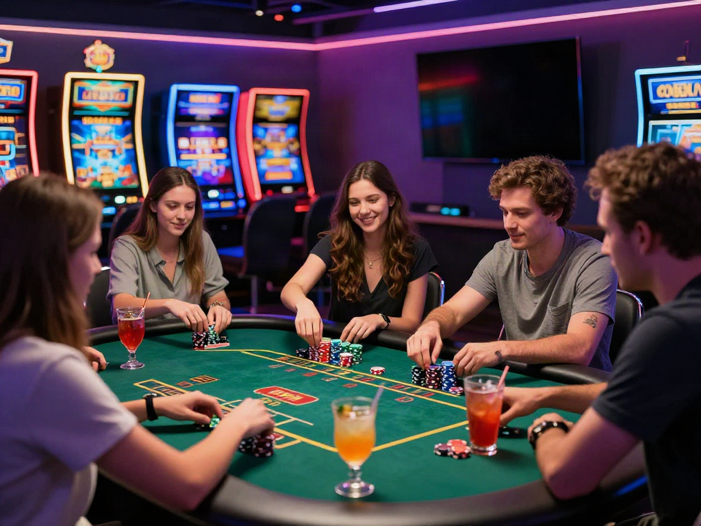 Exciting gaming atmosphere featuring players enjoying the best non gamstop casinos experience with vibrant lights and lively engagement.