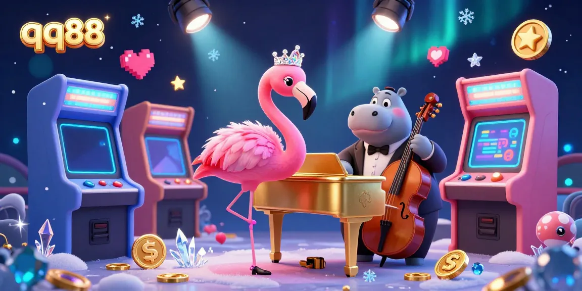 Experience thrilling moments at qq88 with our vibrant casino scene featuring lively performers and arcade elements.