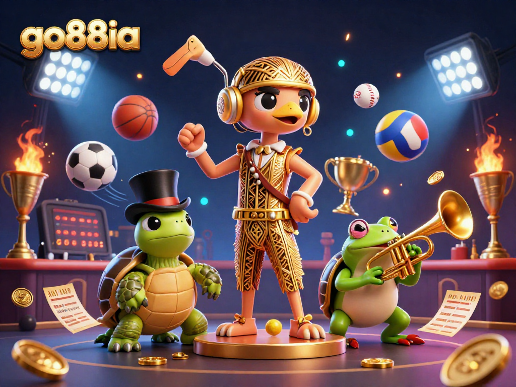 Go88ia sports betting scene featuring animated characters and dynamic game elements.