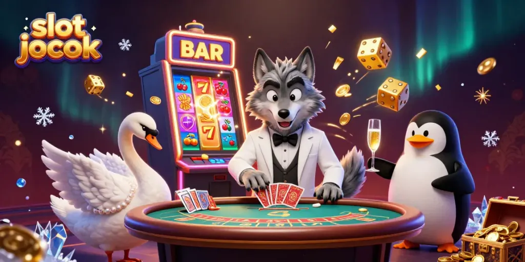 Experience the excitement of a slot jackpot with vibrant 3D cartoon characters at a casino table.