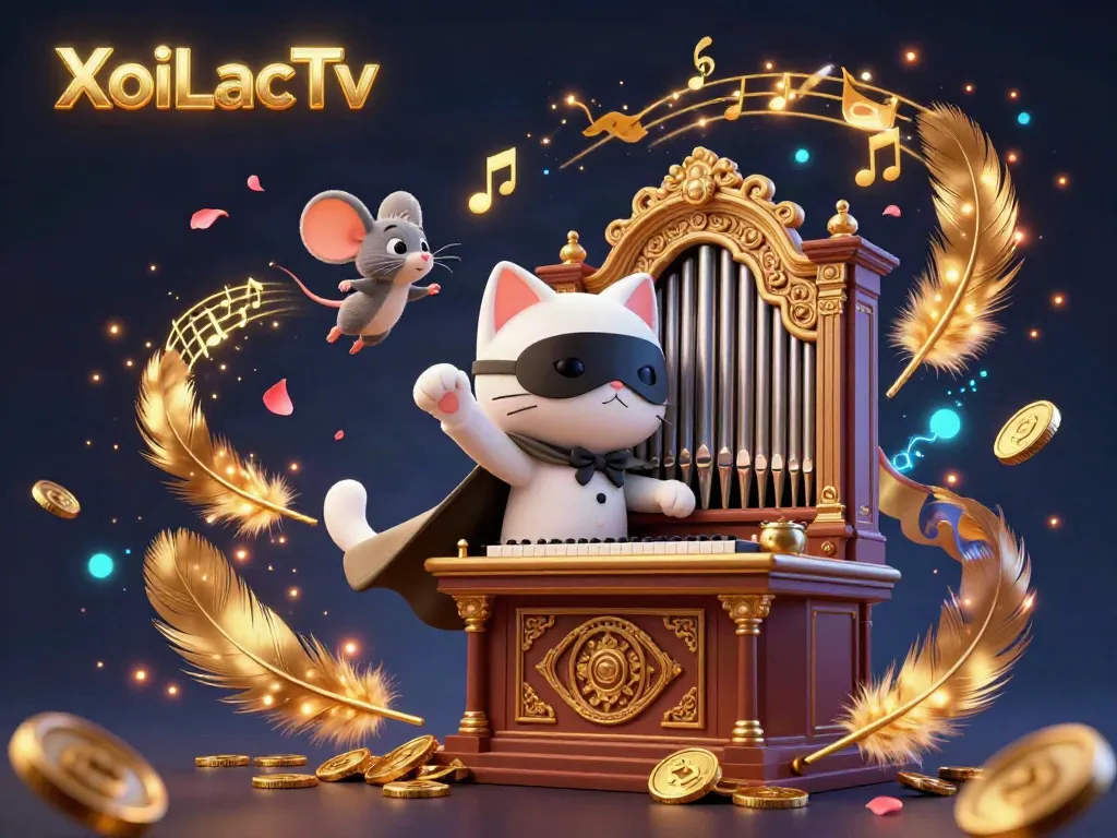 XoiLacTv showcases an enchanting scene of a phantom cat performing at a luxurious casino.
