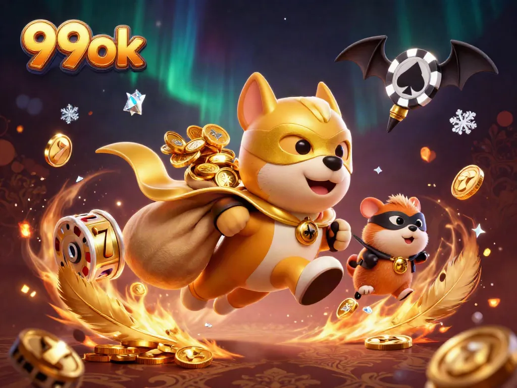 Celebrate wins at 99ok with an exciting casino-themed illustration featuring vibrant characters and gaming elements.