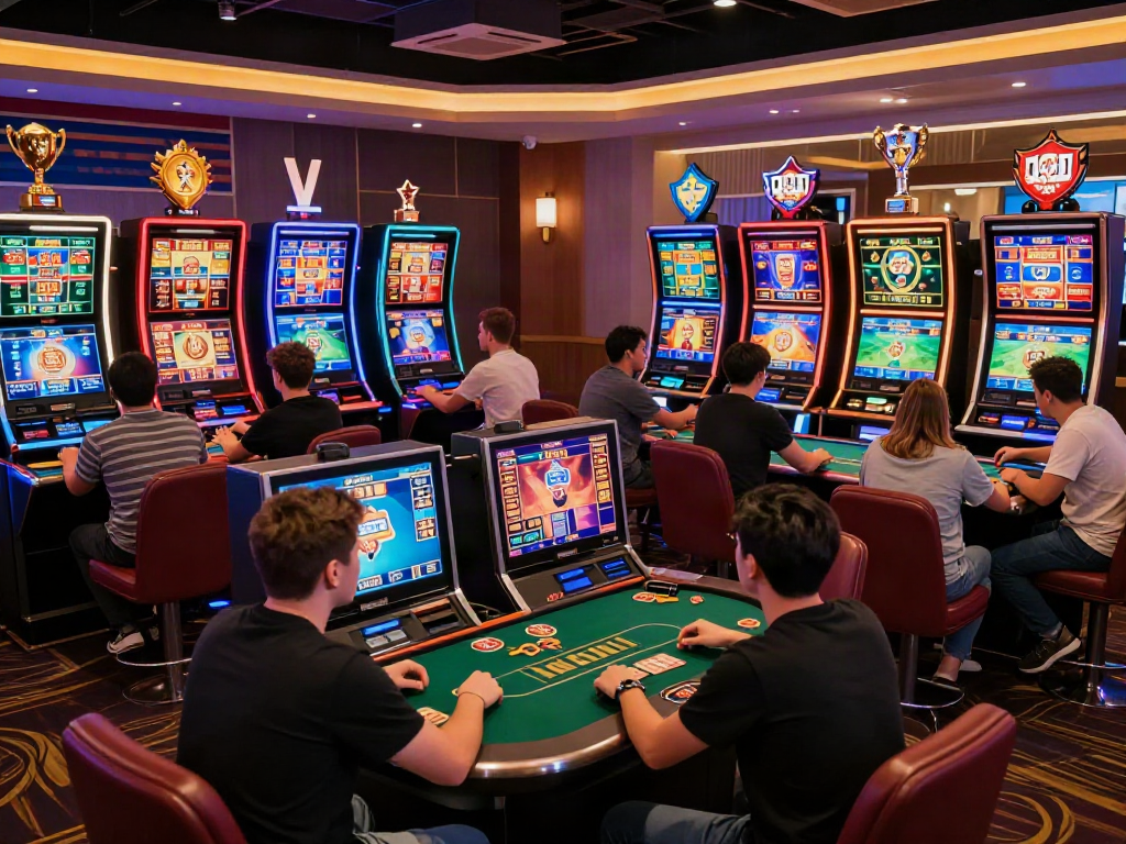 Exciting atmosphere at 9bet.com online casino showcasing diverse players engaging in various games.