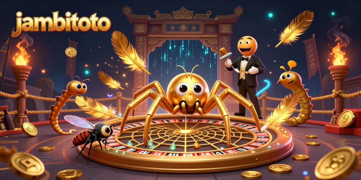Experience thrilling betting action in jambitoto with a golden roulette web and dynamic casino elements.
