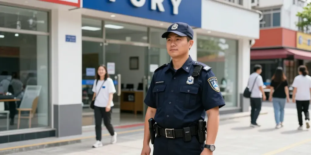 "Security Guard providing local professional service at a nearby business."