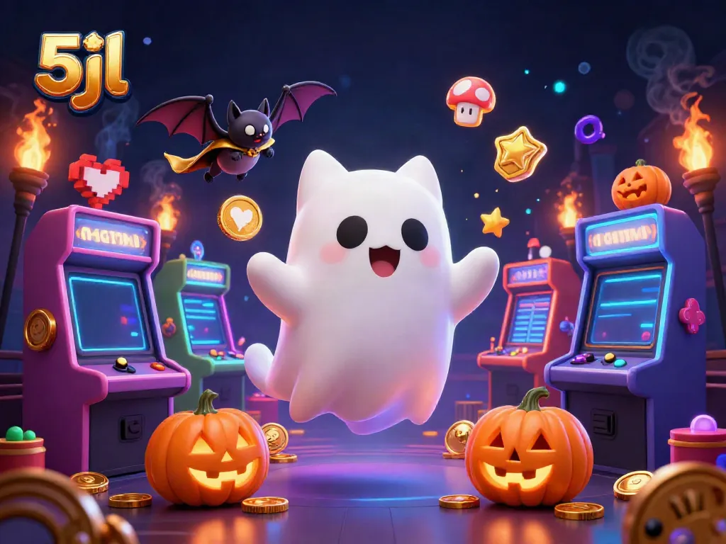 Experience thrilling action with the 5jl ghost cat and vibrant casino elements glowing.
