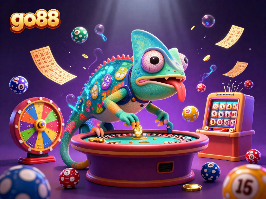 Experience go88's vibrant 3D casino action with colorful characters and game elements.