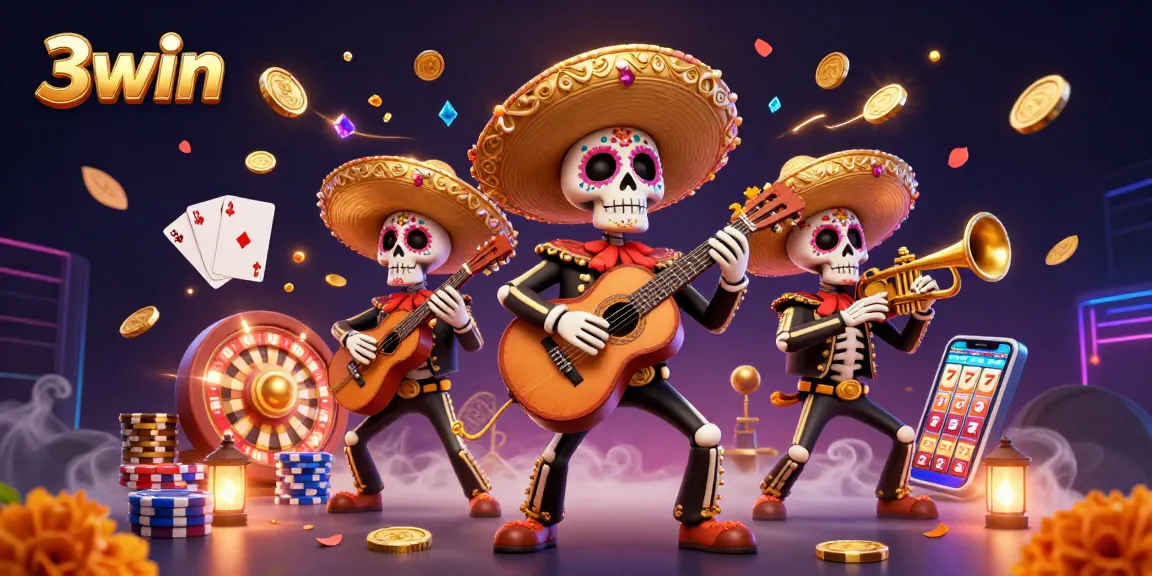 Experience thrilling moments at 3win casino with vibrant mariachi band and exciting gaming elements.