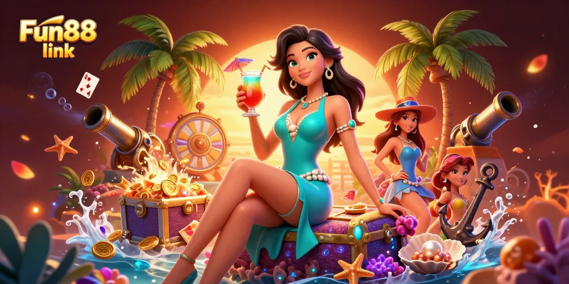 Experience the thrill of gaming with the Fun88 link at this vibrant casino illustration