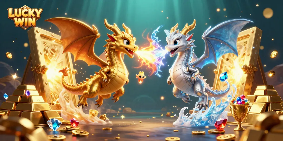 Spin to win with LUCKY WIN in vibrant 3D casino action featuring dragons and treasures.