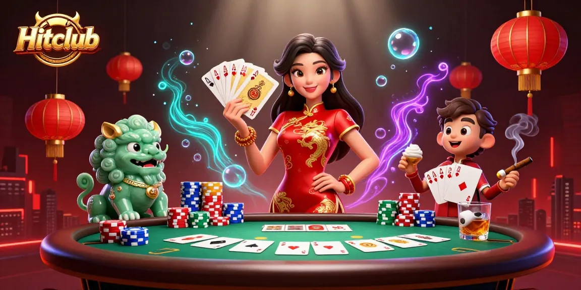 Experience excitement at Hitclub with vibrant casino games and dynamic illustrations of fortune.