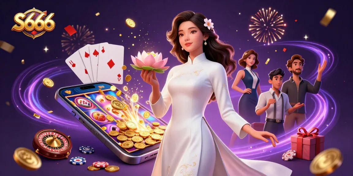Engage with S666 casino games amidst a vibrant setting filled with dynamic elements.