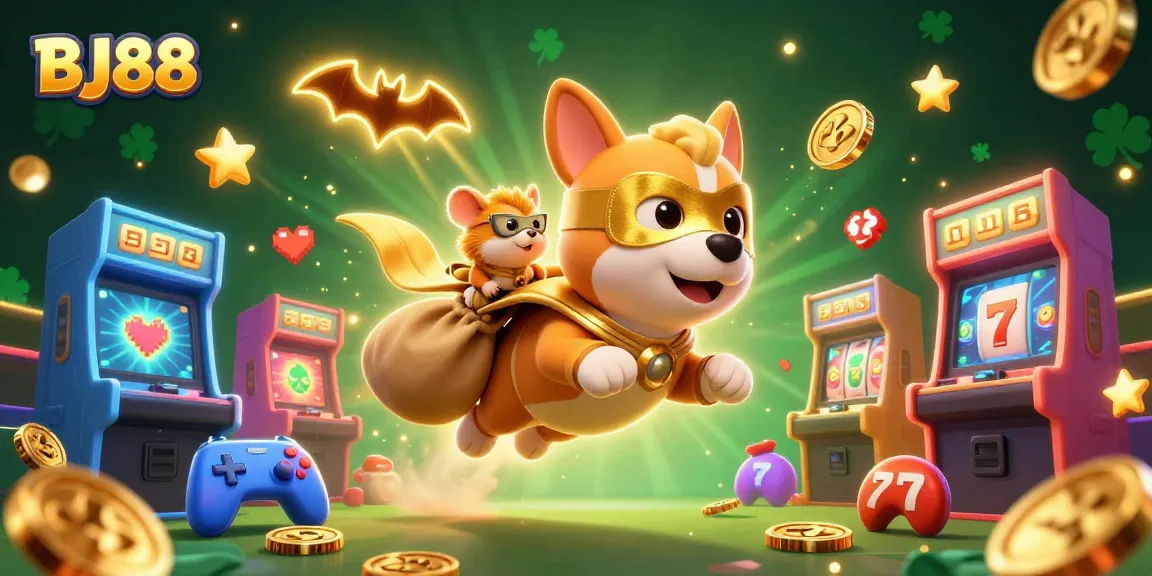 Experience the thrill of BJ88 with cartoon heroes in an action-packed casino adventure.