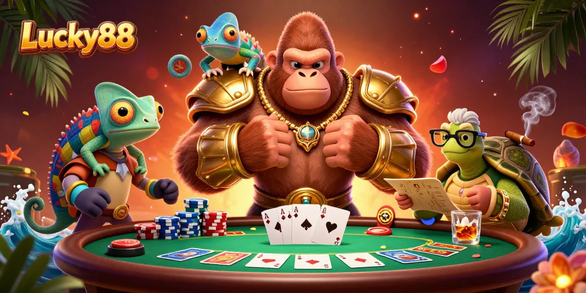 Experience the excitement of Lucky88 with gaming elements captured in a vibrant casino adventure scene.