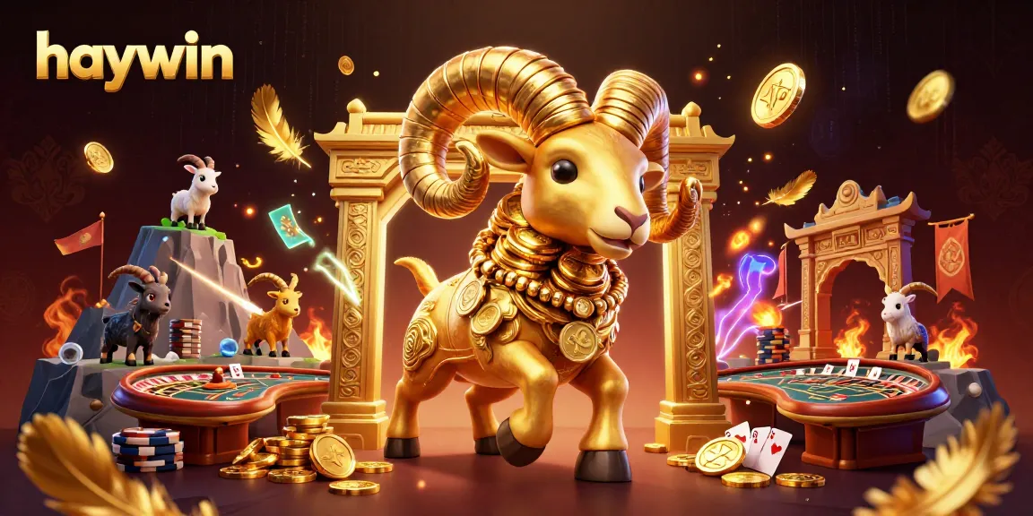 Experience exciting game action at haywin with a massive golden ram charging through a lavish casino scene.