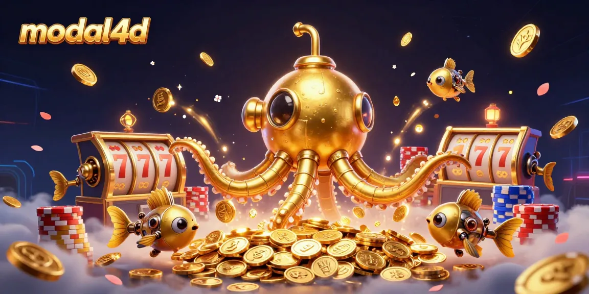 Menggali keberuntungan di modal4d dengan mesin slot dan tumpukan chip poker berwarna.