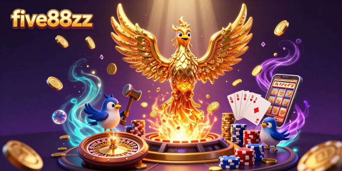 Experience the excitement of five88zz with a vibrant phoenix and thrilling casino elements.