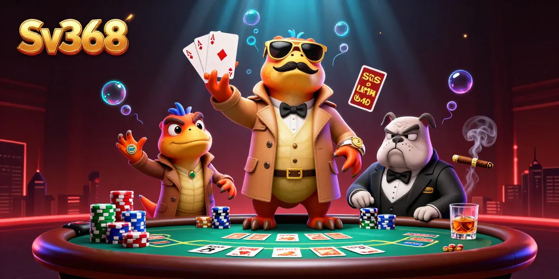 Sv368 raptors enter VIP lounge, surrounded by rich poker elements and glowing casino atmosphere.